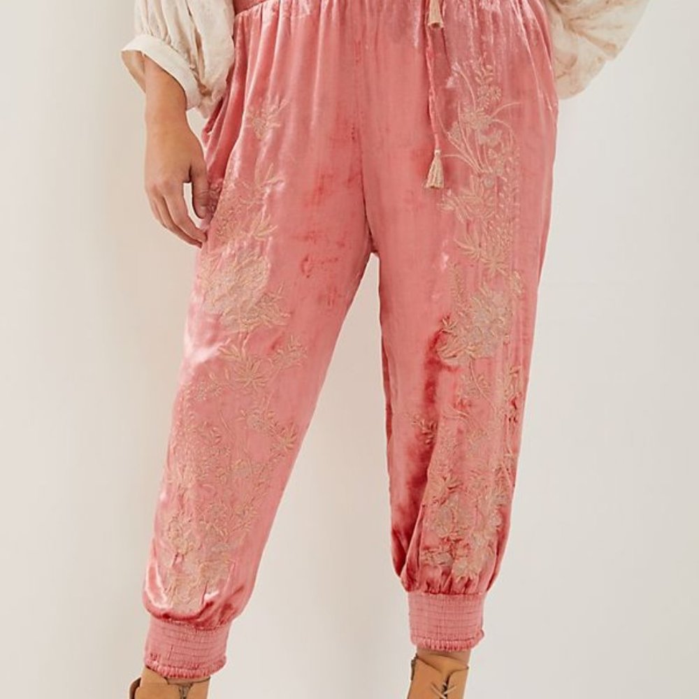 Anthropologie Rosie Embroidered Velvet Joggers - Picture 4 of 13